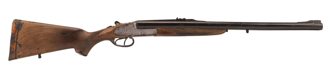 THE LOST WORLD: JURASSIC PARK (1997) - Roland Tembo's (Pete Postlethwaite) Stunt Searcy Double: THE LOST WORLD: JURASSIC PARK (1997) - Roland Tembo's (Pete Postlethwaite) Stunt Searcy Double Barrel Rifle - Roland Tembo's (Pete Postlethwaite) stunt Searcy double barrel rifle from Steven Spielberg