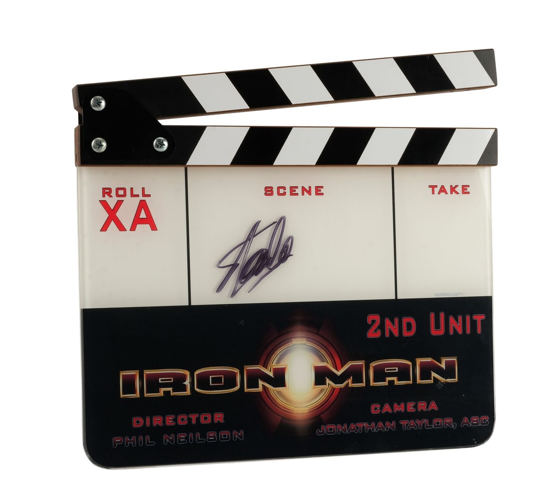 IRON MAN (2008) - Stan Lee-Autographed Second Unit "XA" Camera Clapperboard: IRON MAN (2008) - Stan Lee-Autographed Second Unit "XA" Camera Clapperboard - A second unit "XA" camera clapperboard from the production of Jon Favreau's Iron Man. In one of his signature cameo appear