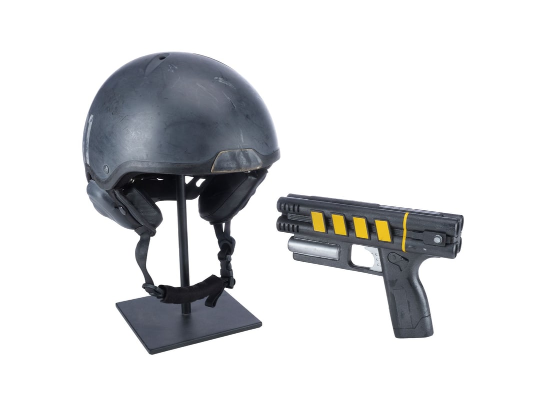 DEADPOOL 2 (2018) - Screen-Matched #41 Department of Mutant Corrections Helmet with Pistol: DEADPOOL 2 (2018) - Screen-Matched #41 Department of Mutant Corrections Helmet with Pistol - A screen-matched Department of Mutant Corrections #41 helmet with pistol from David Leitch's Deadpool 2.