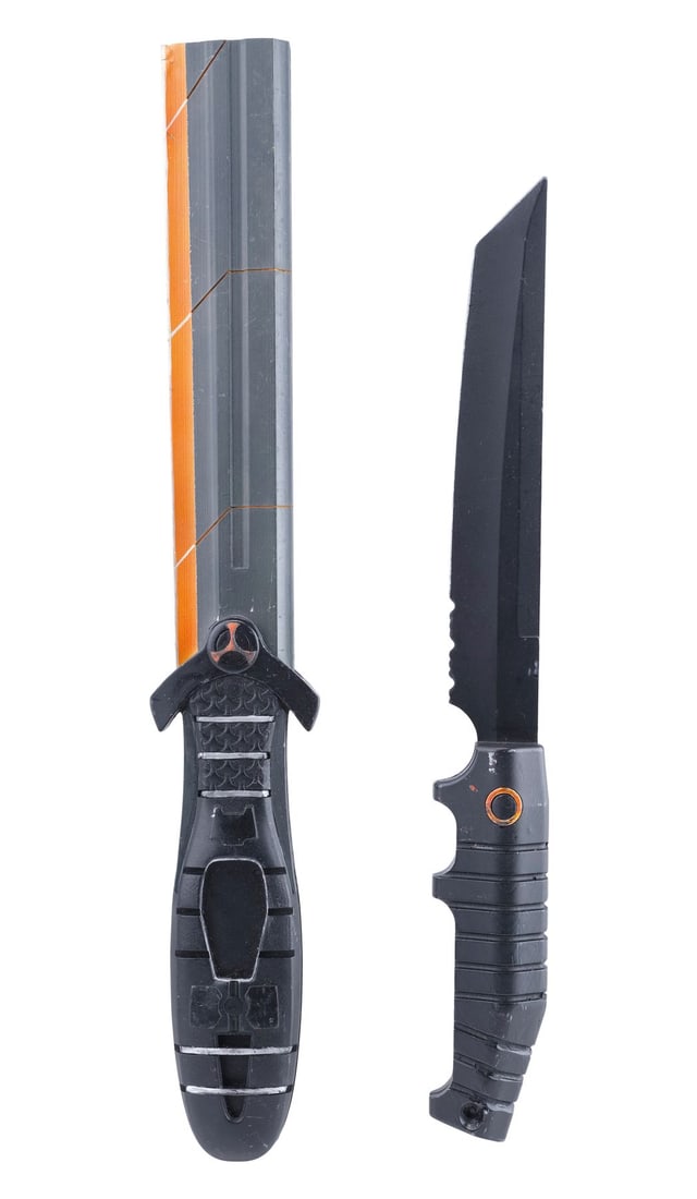 BLACK WIDOW (2021) - Taskmaster's (Olga Kurylenko) VFX Sword and Knife: BLACK WIDOW (2021) - Taskmaster's (Olga Kurylenko) VFX Sword and Knife - Taskmaster's (Olga Kurylenko) VFX sword and knife from Cate Shortland's Black Widow. Taskmaster used her sword to cut herself f