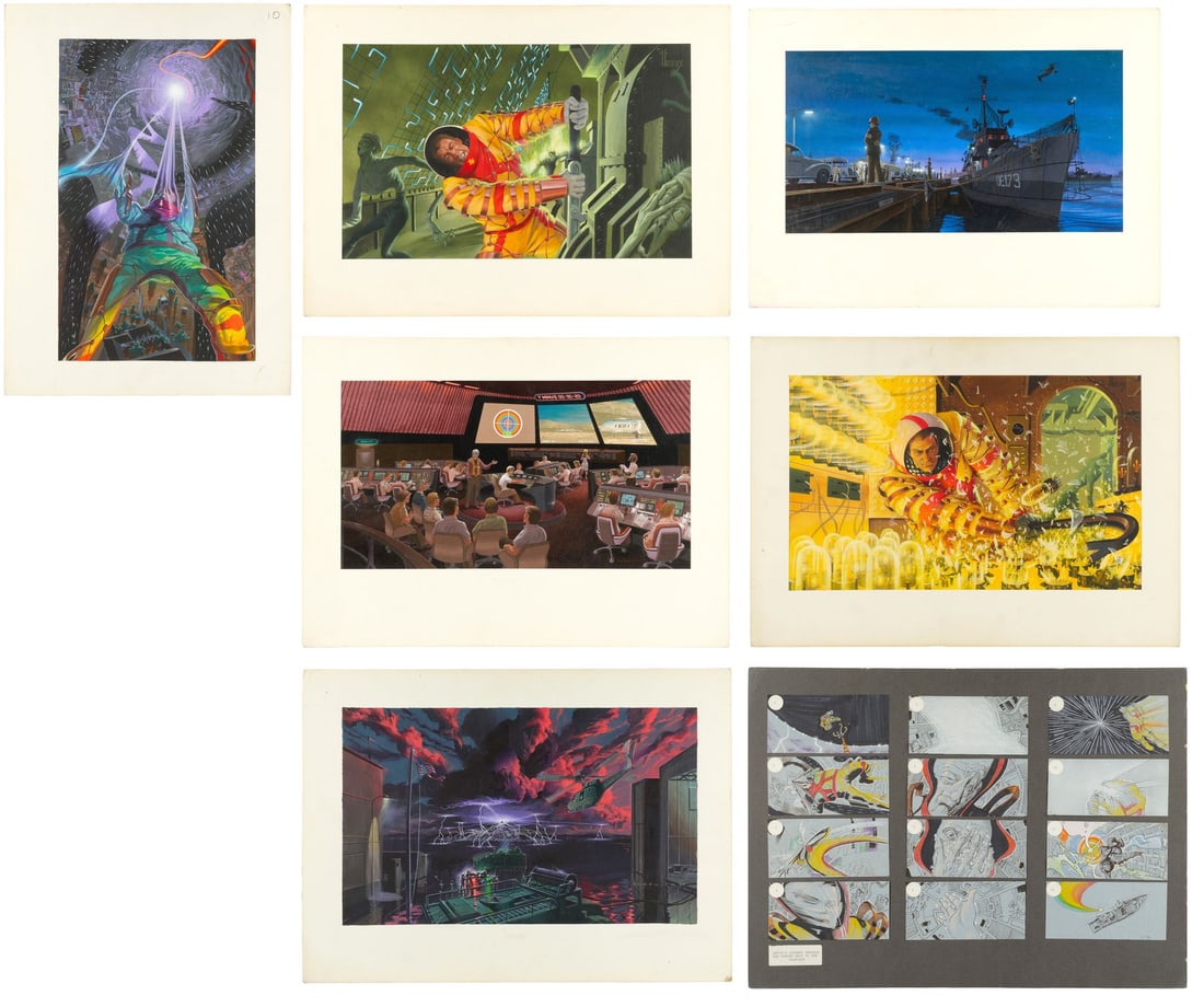 THE PHILADELPHIA EXPERIMENT (1984) - Set of Seven Framed Hand-Illustrated Concept and Storyboard (1 of 12)