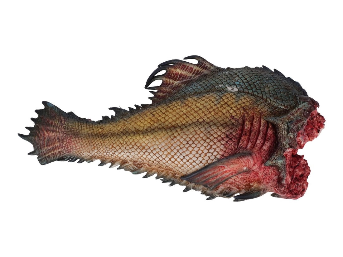 PIRANHA 3DD (2012) - Screen-Matched Bloodied Piranha Body: PIRANHA 3DD (2012) - Screen-Matched Bloodied Piranha Body - A screen-matched bloodied piranha body from John Gulager's Piranha 3DD. After the piranhas were released into the water park and the water l