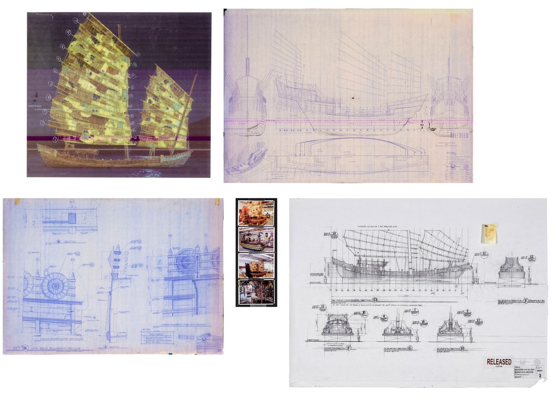 PIRATES OF THE CARIBBEAN: AT WORLD'S END (2007) - Set of Four Blueprints and Four Behind-the-Scenes (1 of 6)