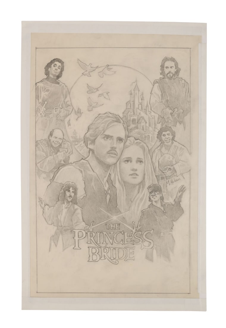THE PRINCESS BRIDE (1987) - Hand-Drawn Michael Hobson Theatrical Poster Concept Artwork: THE PRINCESS BRIDE (1987) - Hand-Drawn Michael Hobson Theatrical Poster Concept Artwork - Hand-drawn Michael Hobson theatrical poster concept artwork from the promotion of Rob Reiner's fantasy