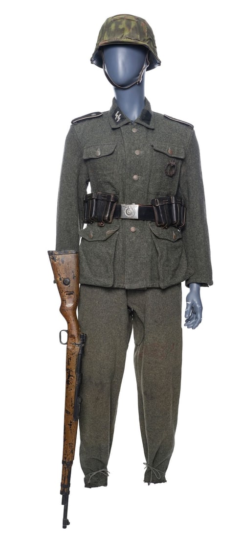 SAVING PRIVATE RYAN (1998) - German SS Uniform with Stunt Karabiner 98k: SAVING PRIVATE RYAN (1998) - German SS Uniform with Stunt Karabiner 98k - A German SS uniform with a stunt Karabiner 98k from Steven Spielberg's Saving Private Ryan. German soldiers wore uniforms and