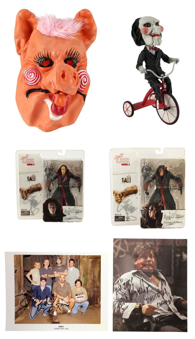 SAW FRANCHISE (2004 - PRESENT) - David A. Armstrong Collection: Year of the Pig Mask with Creator-: SAW FRANCHISE (2004 - PRESENT) - David A. Armstrong Collection: Year of the Pig Mask with Creator- and Cast-Autographed Billy Bobblehead, Jigsaw Killer Action Figures, and Stills - A Year of the Pig m