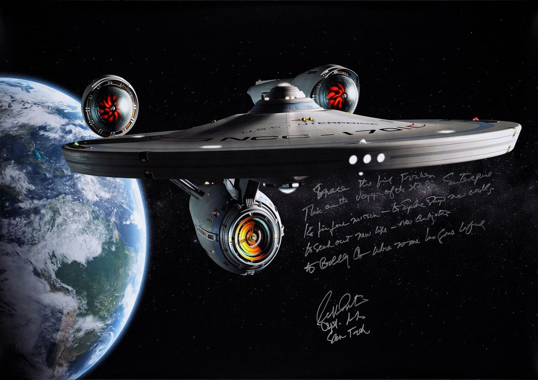 STAR TREK: FRANCHISE - William Shatner-Autographed USS Enterprise Poster (1 of 1)