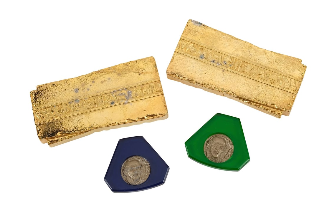 STAR TREK: DEEP SPACE NINE (T.V. SERIES, 1993 - 1999) - Pair of Metal Gold-Pressed Latinum Bars and (1 of 9)