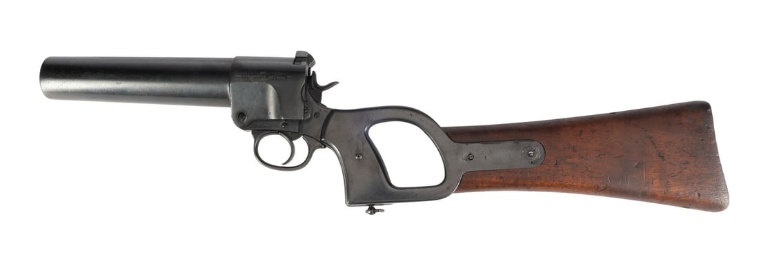 STAR WARS: THE EMPIRE STRIKES BACK (1980) - Boba Fett Rifle Replica Base Gun - Webley No. 1 Mark 1: STAR WARS: THE EMPIRE STRIKES BACK (1980) - Boba Fett Rifle Replica Base Gun - Webley No. 1 Mark 1 Flare Gun - A Webley No. 1 Mark 1 flare gun, the same type used to create Boba Fett's (Jeremy Bulloch