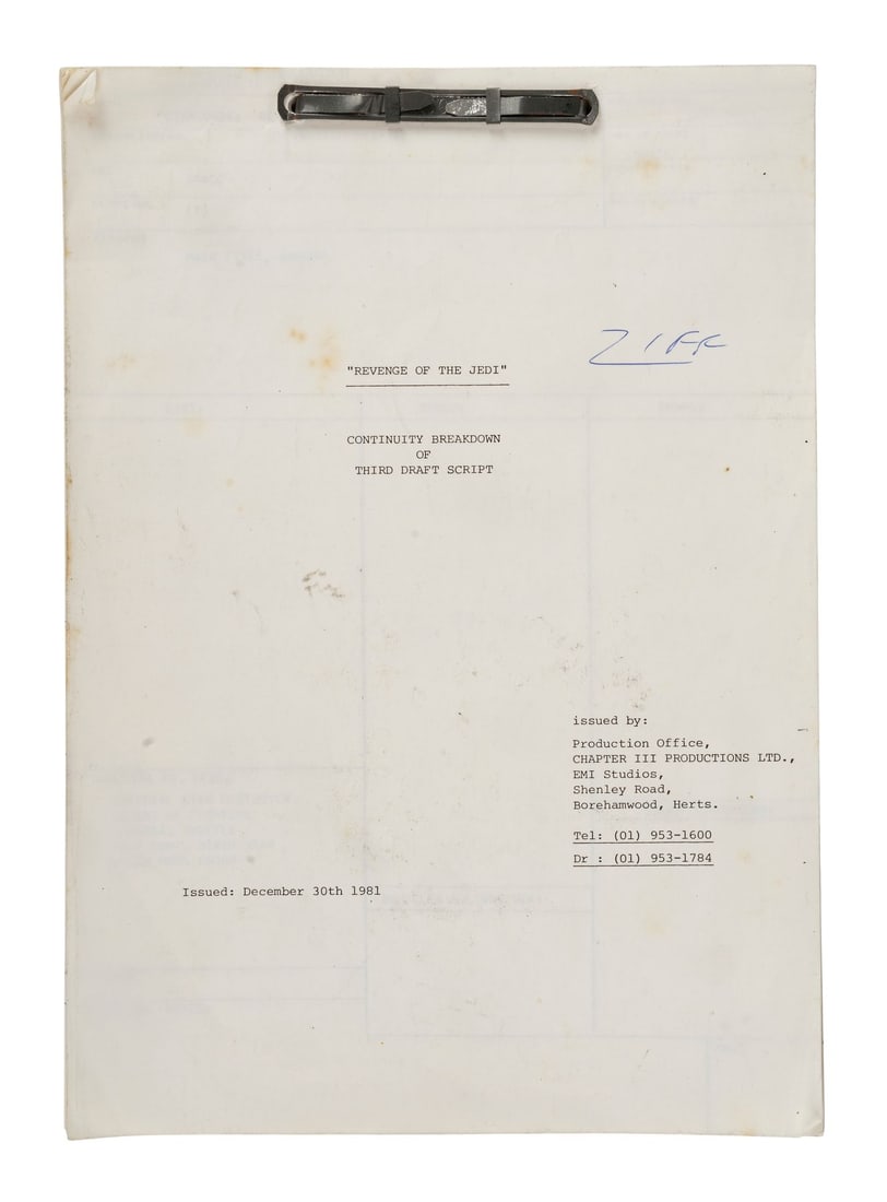 STAR WARS: REVENGE OF THE JEDI (1982) - Stuart Ziff Collection: Stuart Ziff's "Revenge of the Jedi" (1 of 6)