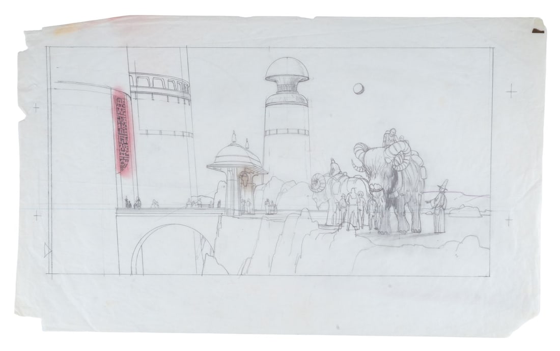 THE ILLUSTRATED STAR WARS UNIVERSE (1995) - Ralph McQuarrie Hand-Drawn Banthas Sketch (1 of 3)