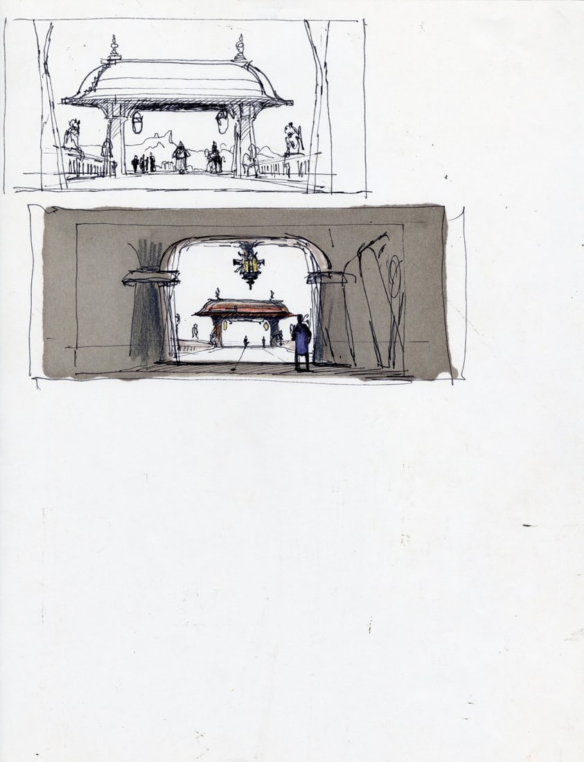 THE ILLUSTRATED STAR WARS UNIVERSE (1995) - Hand-Drawn Ralph McQuarrie "Jabba's Palace North Gate (1 of 1)