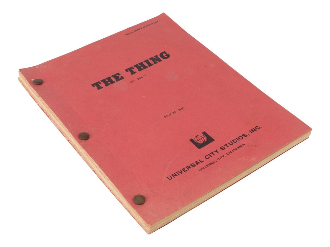 THE THING (1982) - Line Producer Erik Jensen's Bound Final Draft Screenplay: THE THING (1982) - Line Producer Erik Jensen's Bound Final Draft Screenplay - Special makeup effects line producer Erik Jensen's bound final draft screenplay from the production of John Carpenter's Th