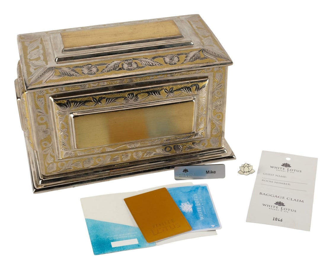 THE WHITE LOTUS (2021-2025) - Tanya's (Jennifer Coolidge) Urn, Box, and White Lotus Resort Items (1 of 11)