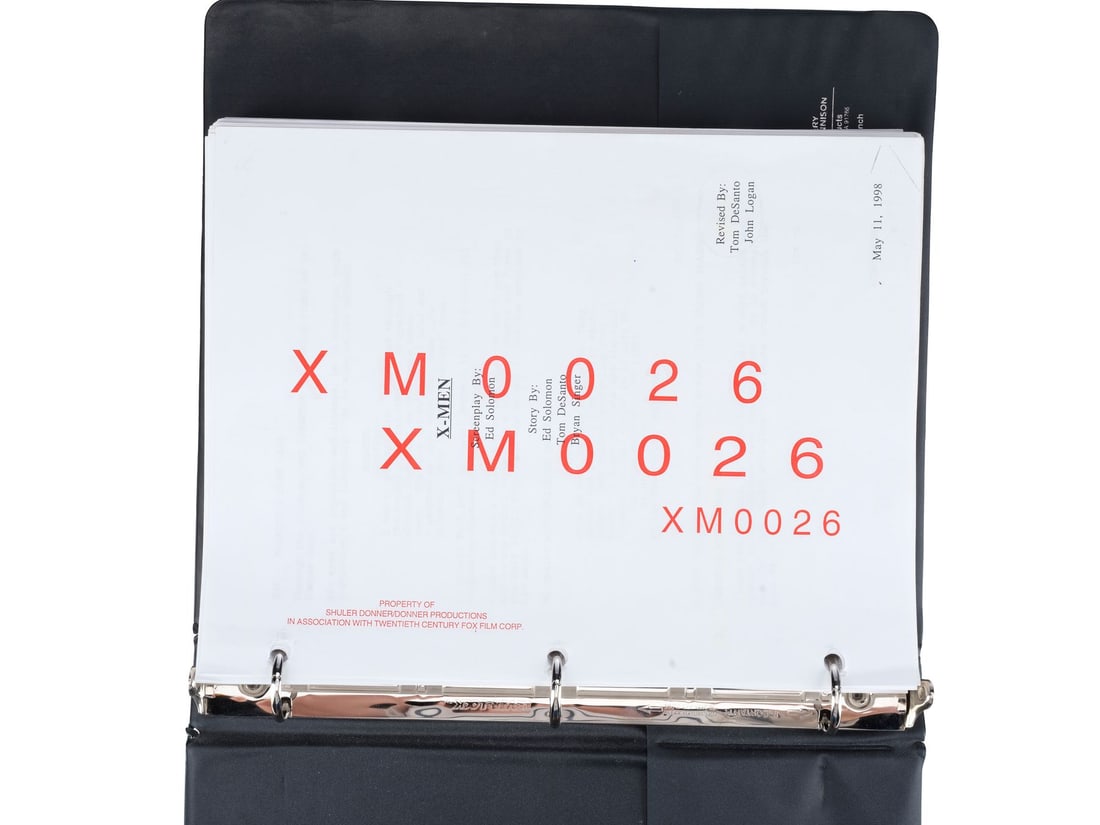 X-MEN (2000) - Bound Hand-Annotated Revised Script: X-MEN (2000) - Bound Hand-Annotated Revised Script - A bound, hand-annotated revised script from the production of Bryan Singer's X-Men. While the final script was credited to David Hayter with story