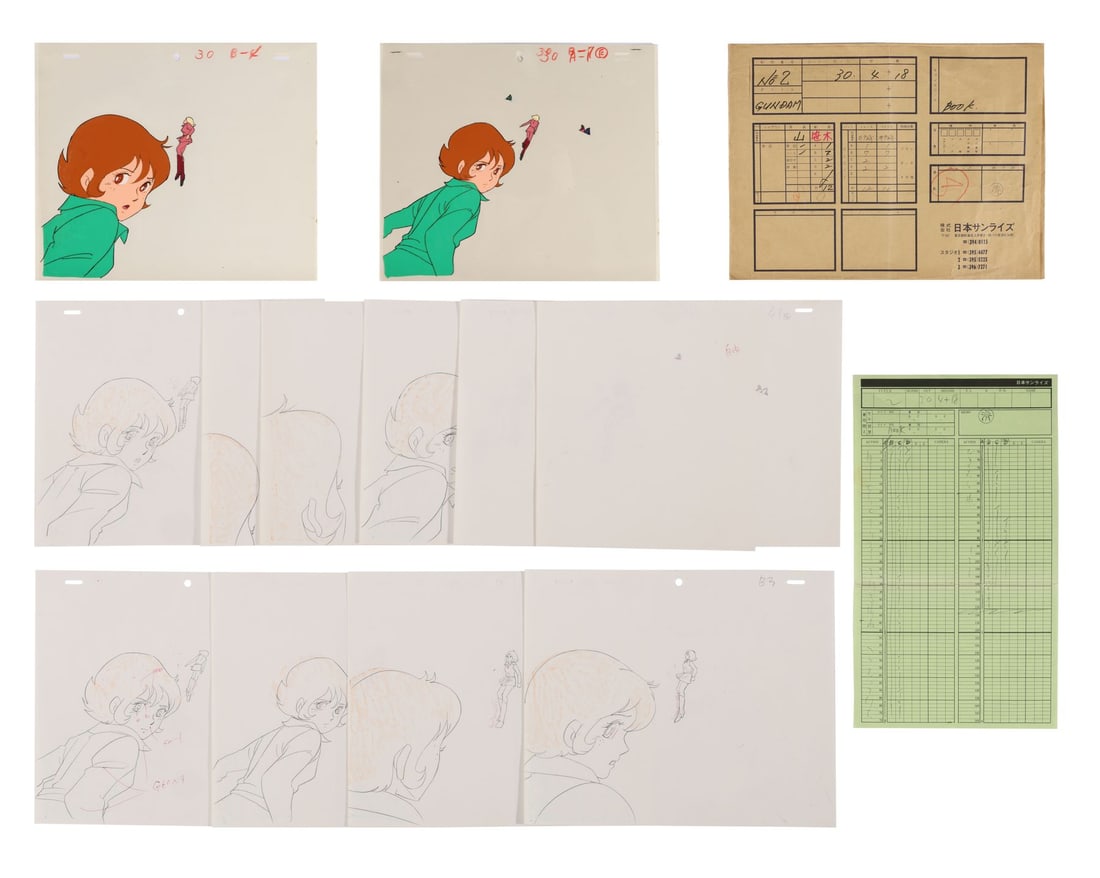GUNDAM FRANCHISE (1979-PRESENT) - Fraw Bow and Sayla Mass Original Production Cel Setups and (1 of 7)