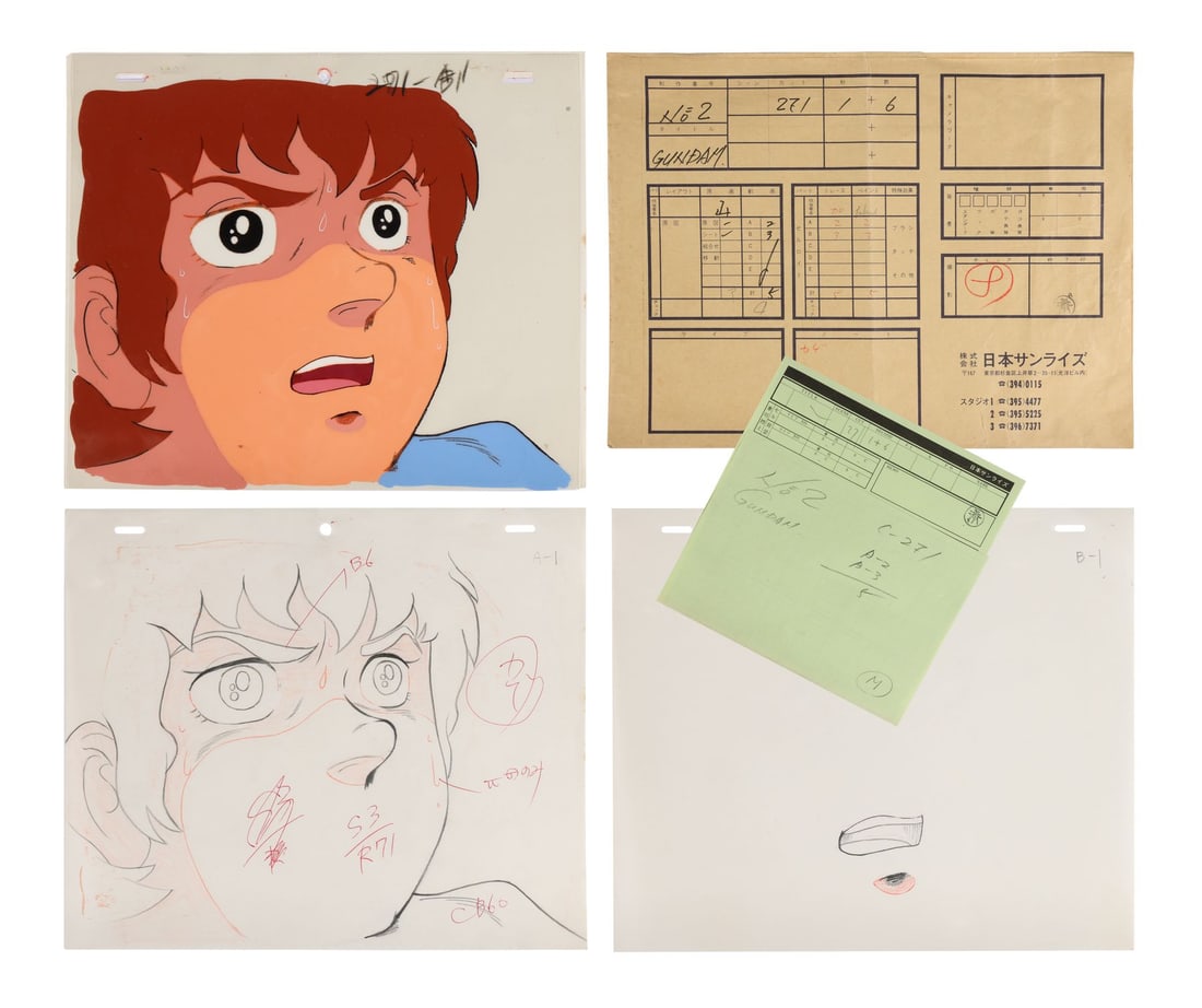 GUNDAM FRANCHISE (1979-PRESENT) - Amuro Ray Original Production Cel and matching Original Production (1 of 6)