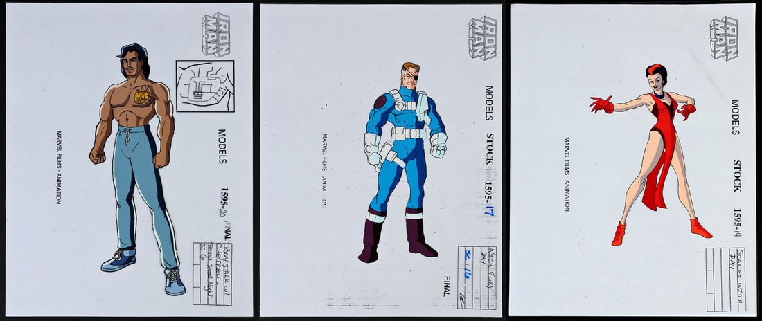 IRON MAN (1994-1996) - Set of Three Hand-Painted Character Model Cels (1 of 6)