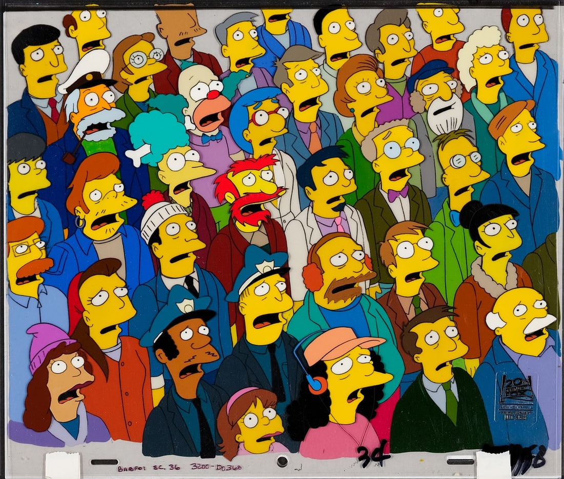 THE SIMPSONS (T.V. SERIES, 1989-PRESENT) - Crowd Scene Original Production Cel from "Treehouse of (1 of 3)