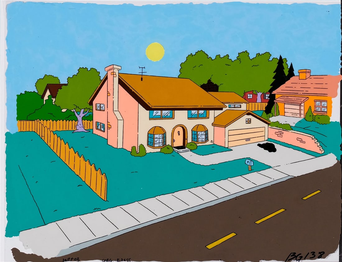 THE SIMPSONS (T.V. SERIES, 1989-PRESENT) - Simpsons House Original Production Background Cel from (1 of 1)