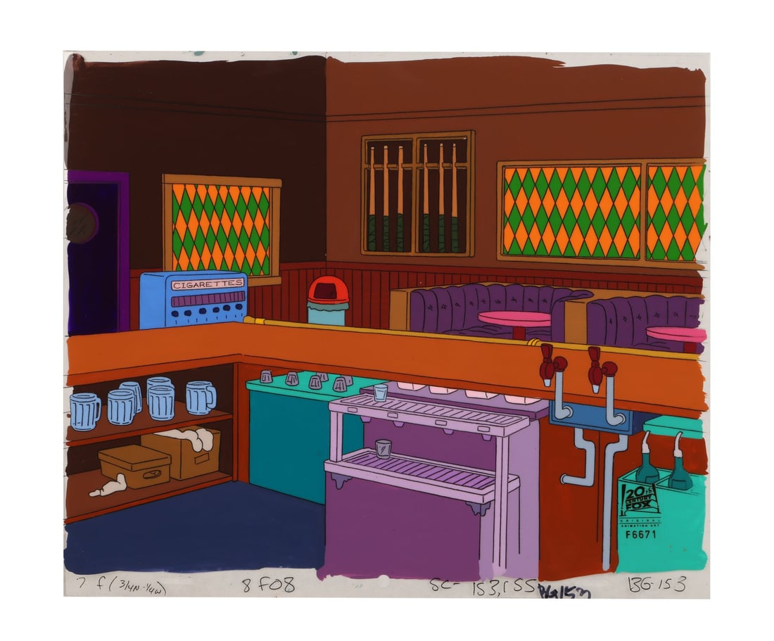 THE SIMPSONS (T.V. SERIES, 1989-PRESENT) - Moe's Tavern Original Production Background Cel from (1 of 1)
