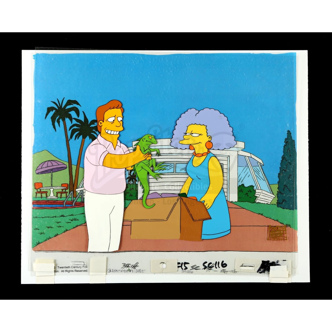 THE SIMPSONS (1989) - Troy McClure and Selma Bouvier Original Production Cel from "A Fish Called: THE SIMPSONS (1989) - Troy McClure and Selma Bouvier Original Production Cel from "A Fish Called Selma" - "Hi. I'm Troy McClure. You may remember me from such dates as last night's dinner". An origina