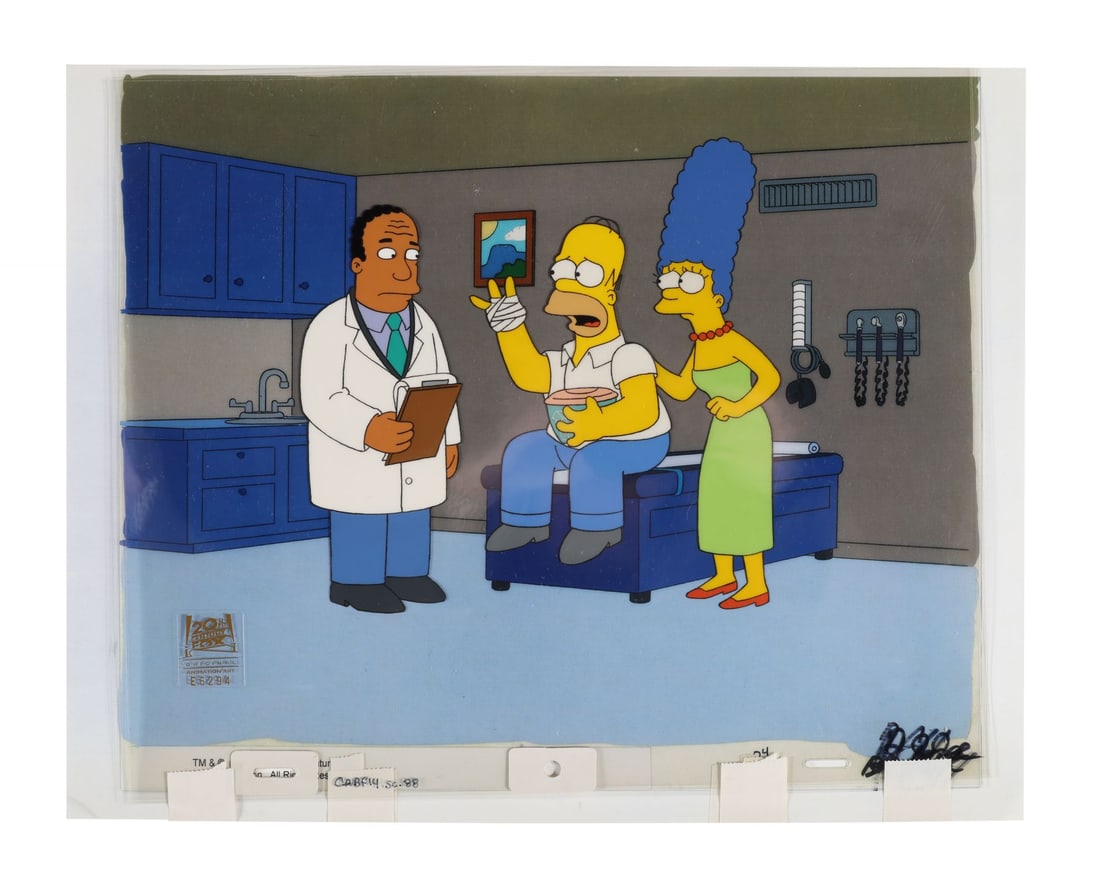 THE SIMPSONS (T.V. SERIES, 1989-PRESENT) - Homer, Marge and Dr Hibbert Original Production Cel from (1 of 2)
