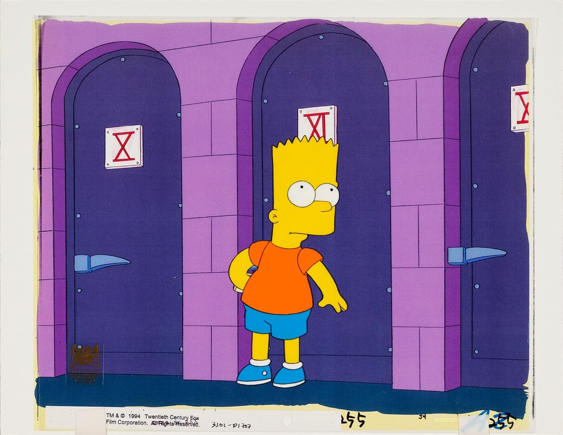 THE SIMPSONS (T.V. SERIES, 1989-PRESENT) - Bart Original Production Cel from "Lemon of Troy" (1 of 3)