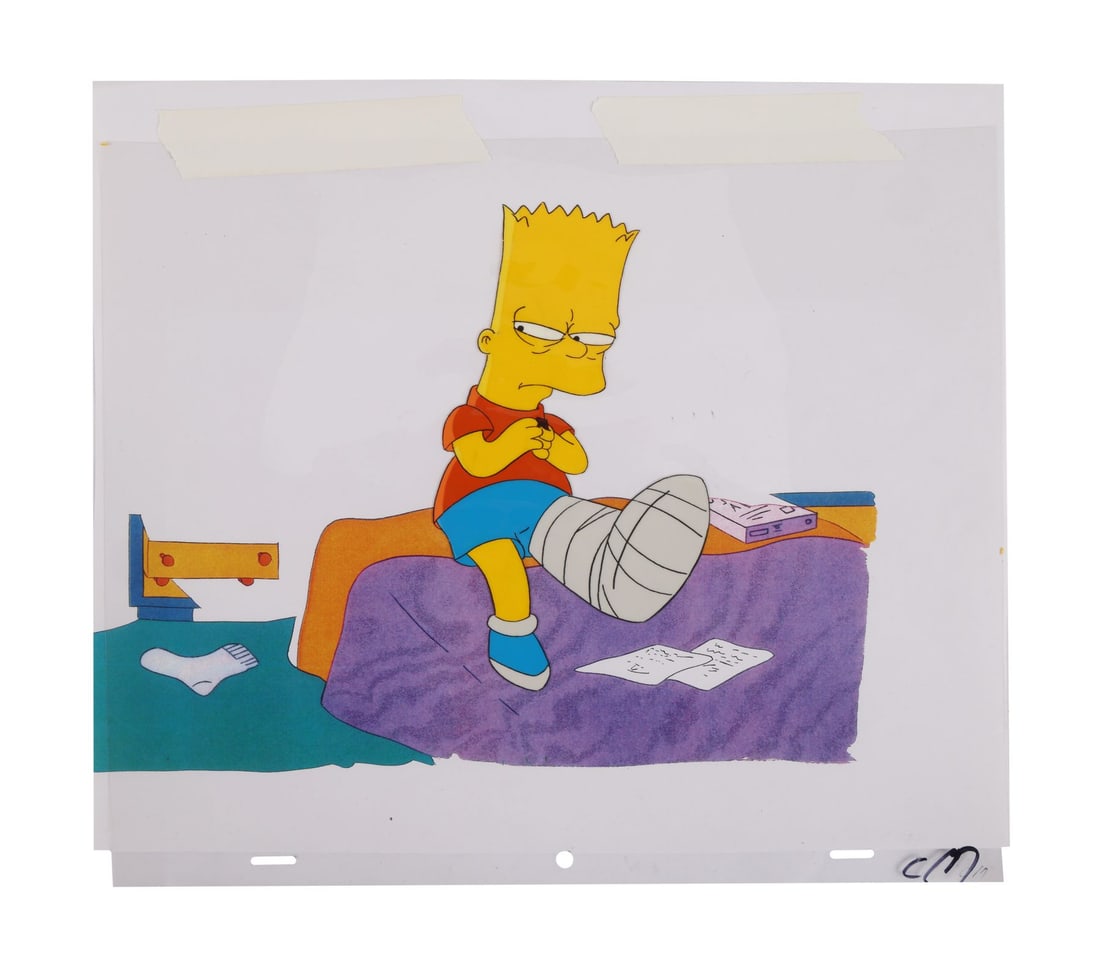 THE SIMPSONS (T.V. SERIES, 1989-PRESENT) - Bart With A Broken Leg Original Production Cel from "Bart (1 of 2)