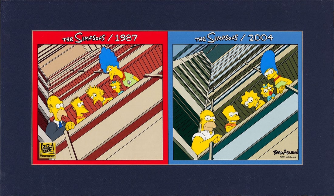 THE SIMPSONS (T.V. SERIES, 1989-PRESENT) - The Simpsons "Then and Now" Limited Edition Sericel (1 of 1)