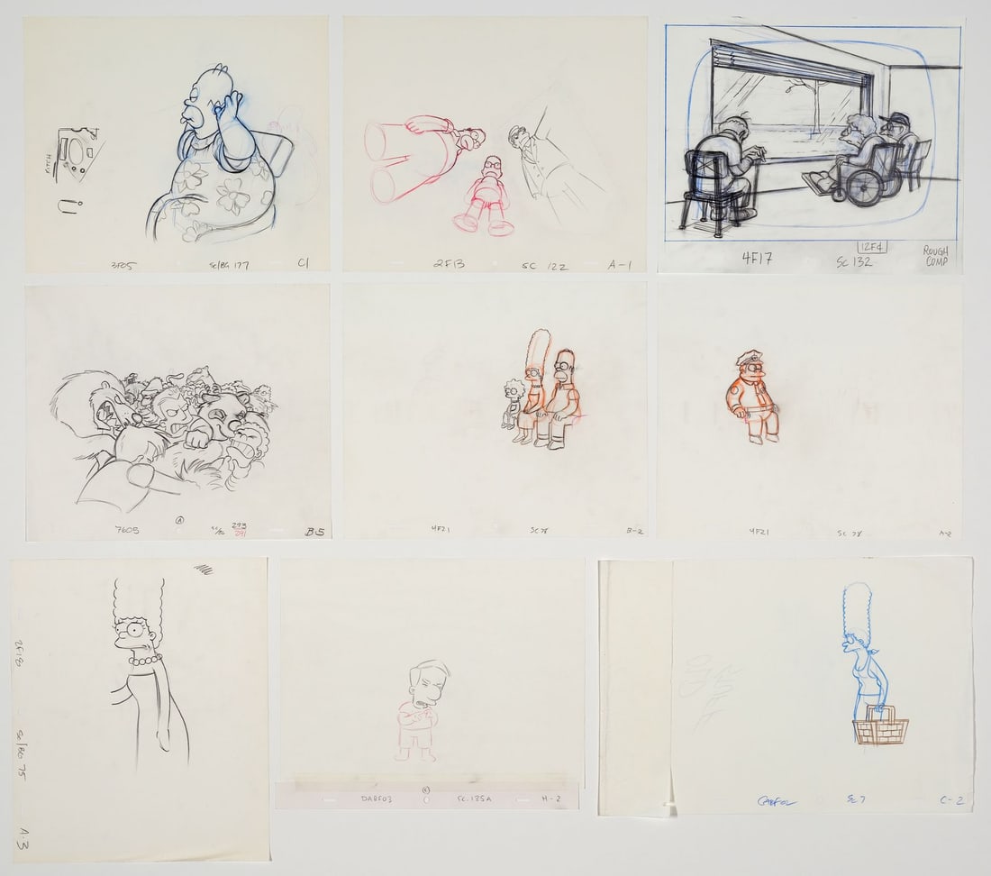 THE SIMPSONS (T.V. SERIES, 1989-PRESENT) - Homer, Chief Wiggum, Bart, Milhouse, Collection of (1 of 5)