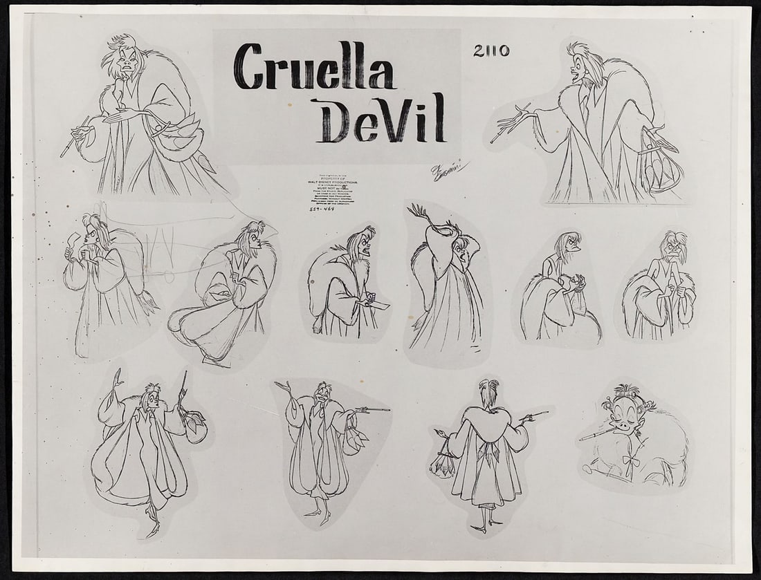 101 DALMATIANS (1996) - Cruella DeVil Original Photostat Model Sheet (1 of 1)
