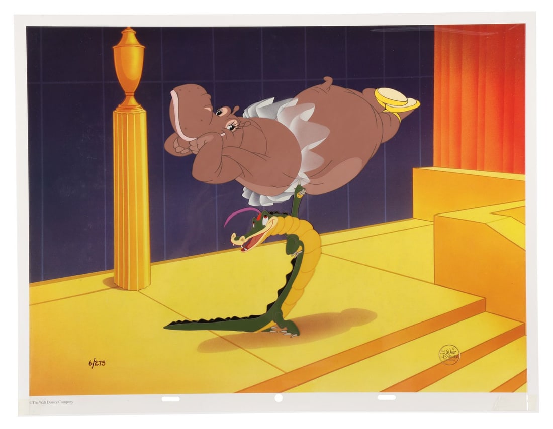 FANTASIA (1940) - Hyacinth Hippo & Ben Alligator "Dance of the Hours" Hand-Painted Limited Edition: FANTASIA (1940) - Hyacinth Hippo & Ben Alligator "Dance of the Hours" Hand-Painted Limited Edition No. 6/275 (1990s) - A beautifully crafted limited edition cel recreating one of the most whimsical an