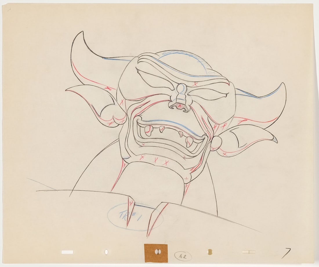 FANTASIA (1940) - Chernabog Original Production Drawing: FANTASIA (1940) - Chernabog Original Production Drawing - An original production animation drawing of Chernabog from Fantasia (1940), taken from the "Night on Bald Mountain" sequence, one of the most