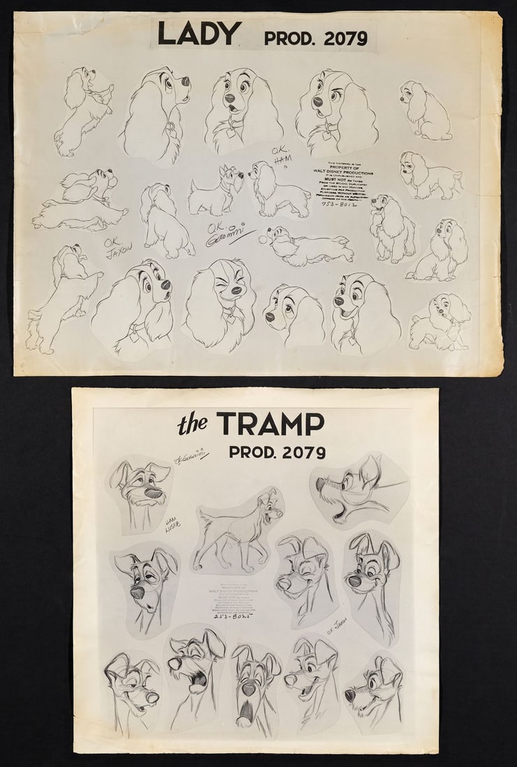 LADY AND THE TRAMP (1955) - Lady and Tramp Oversize Original Production Photostat Model Sheets (1 of 1)