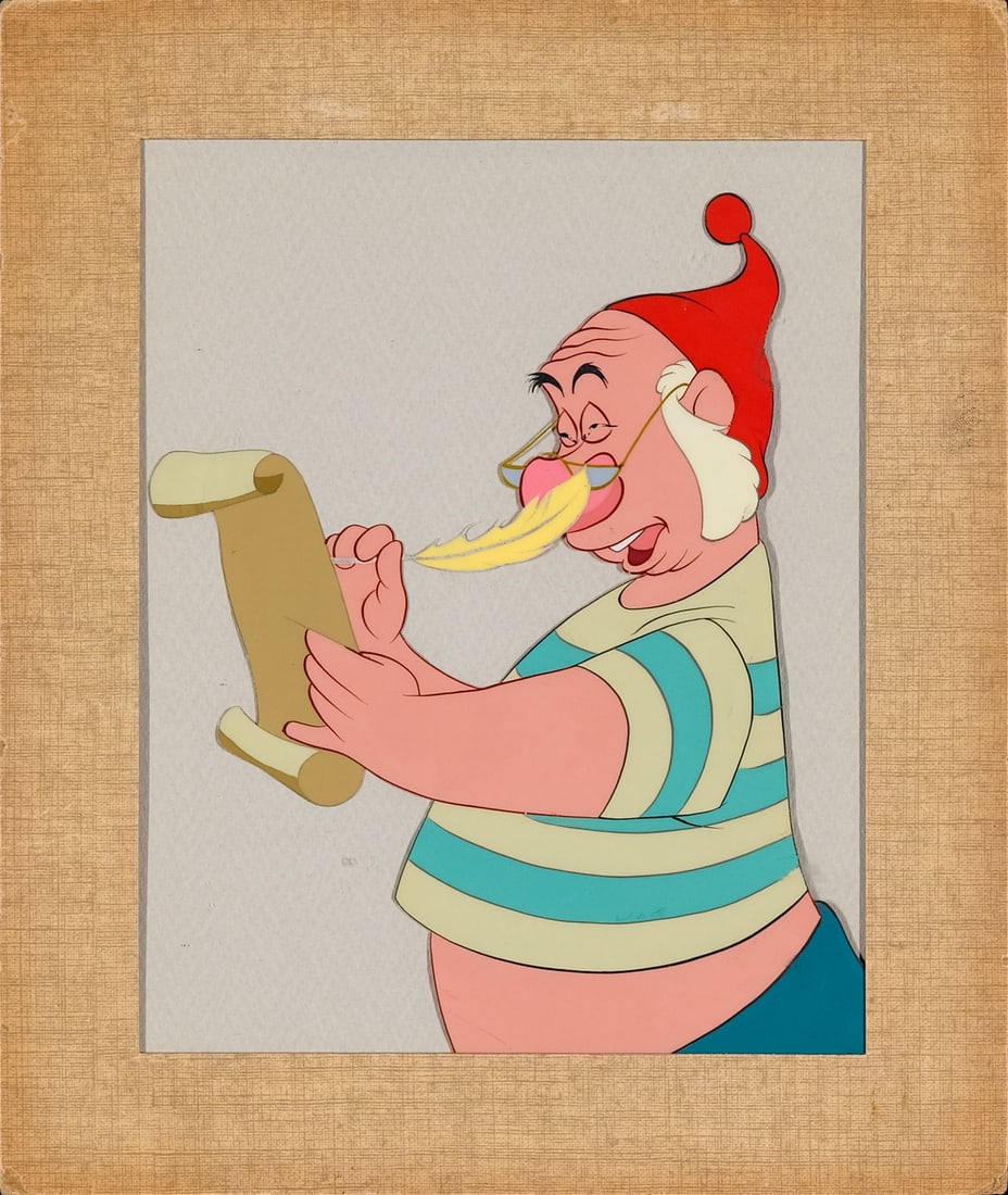 PETER PAN (1953) - Mr. Smee Original Production Cel: PETER PAN (1953) - Mr. Smee Original Production Cel - A delightful original production cel of Mr. Smee from Walt Disney's Peter Pan (1953), presented with the official Disney Art Corner Gold Label bac