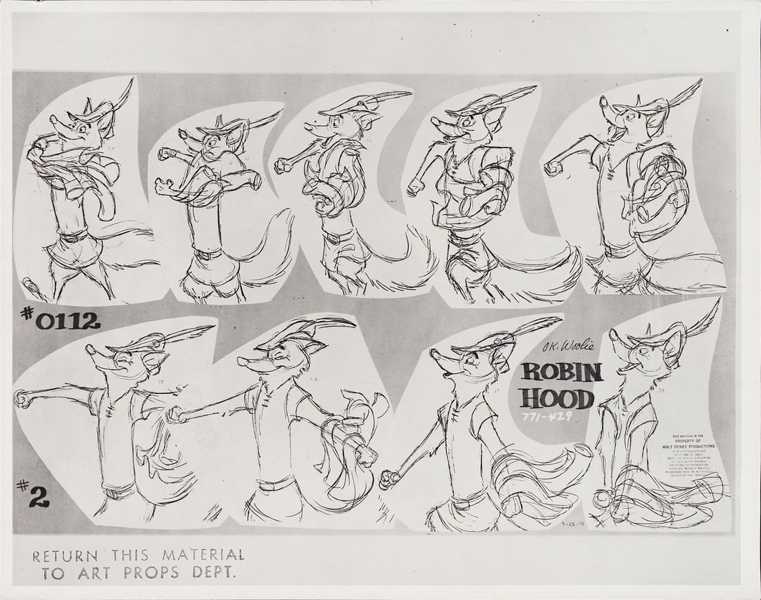 ROBIN HOOD (1973) - Robin Hood Original Photostat Model Sheet (1 of 1)