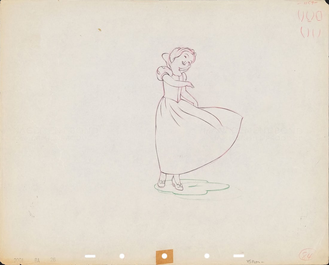 SNOW WHITE AND THE SEVEN DWARFS (1937) - Snow White Original Production Drawing (1 of 1)