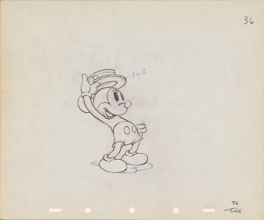 WALT DISNEY ANIMATION STUDIOS - Mickey Mouse Original Production Drawing (1 of 1)