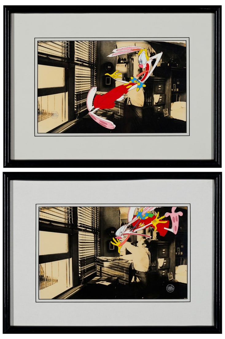 WHO FRAMED ROGER RABBIT (1988) - Pair of Roger Rabbit and Eddie Original Production Cels (1 of 3)