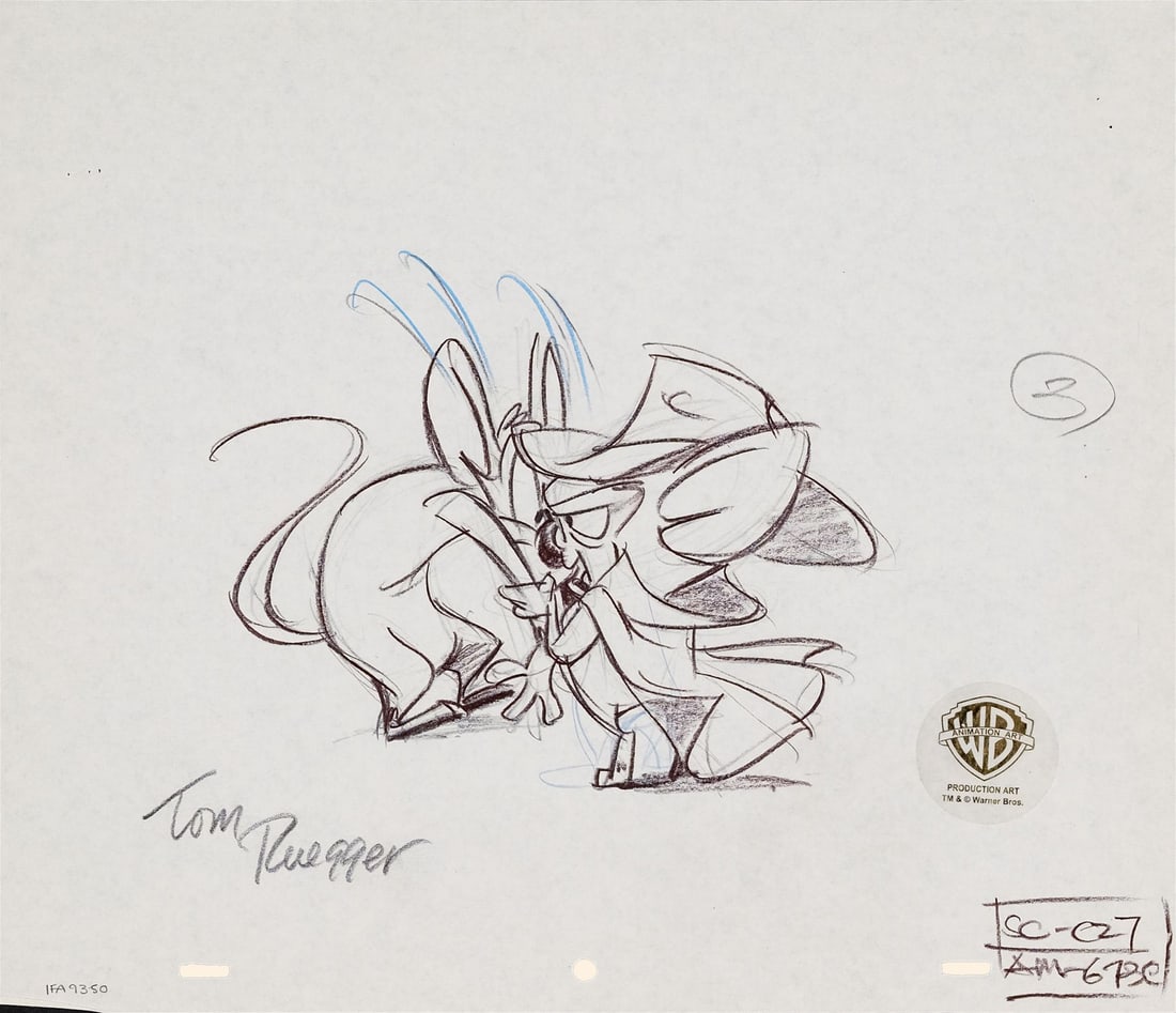 PINKY AND THE BRAIN (1995-1998) - Pinky and The Brain Original production Drawing Signed Tom Ruegger (1 of 2)