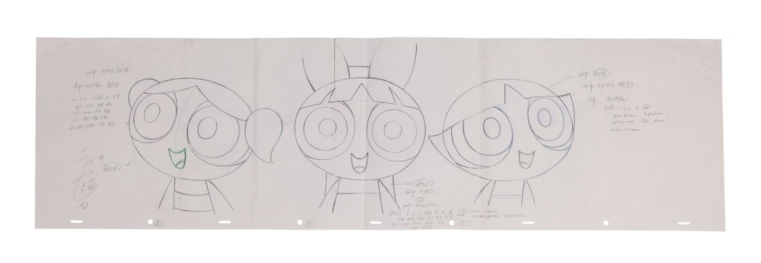 THE POWERPUFF GIRLS (T.V. SERIES, 1998-2005) - Original Pan Production Drawing (1 of 3)