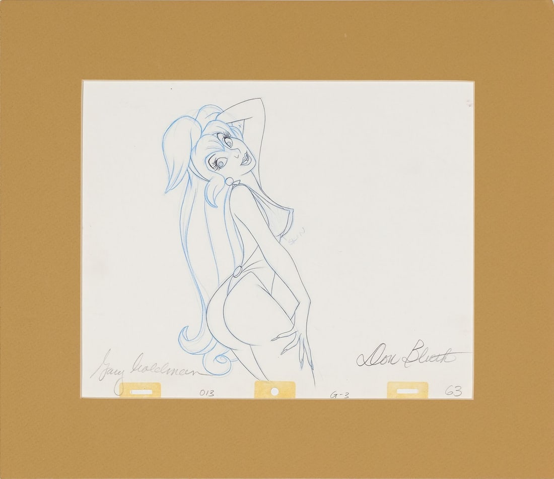 DRAGON'S LAIR (1983) - Princess Daphne Original Production Drawing Signed Gary Goldman and Don Bluth: DRAGON'S LAIR (1983) - Princess Daphne Original Production Drawing Signed Gary Goldman and Don Bluth - A mesmerising production drawing of Princess Daphne from Dragon's Lair, the 1983 LaserDisc arcade