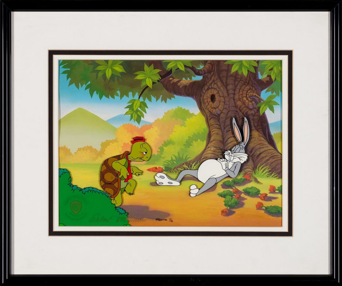 LOONEY TUNES (1929 - PRESENT) - Framed Tortoise and Hare Prototype Hand-Painted Limited Edition 1/2 (1 of 1)