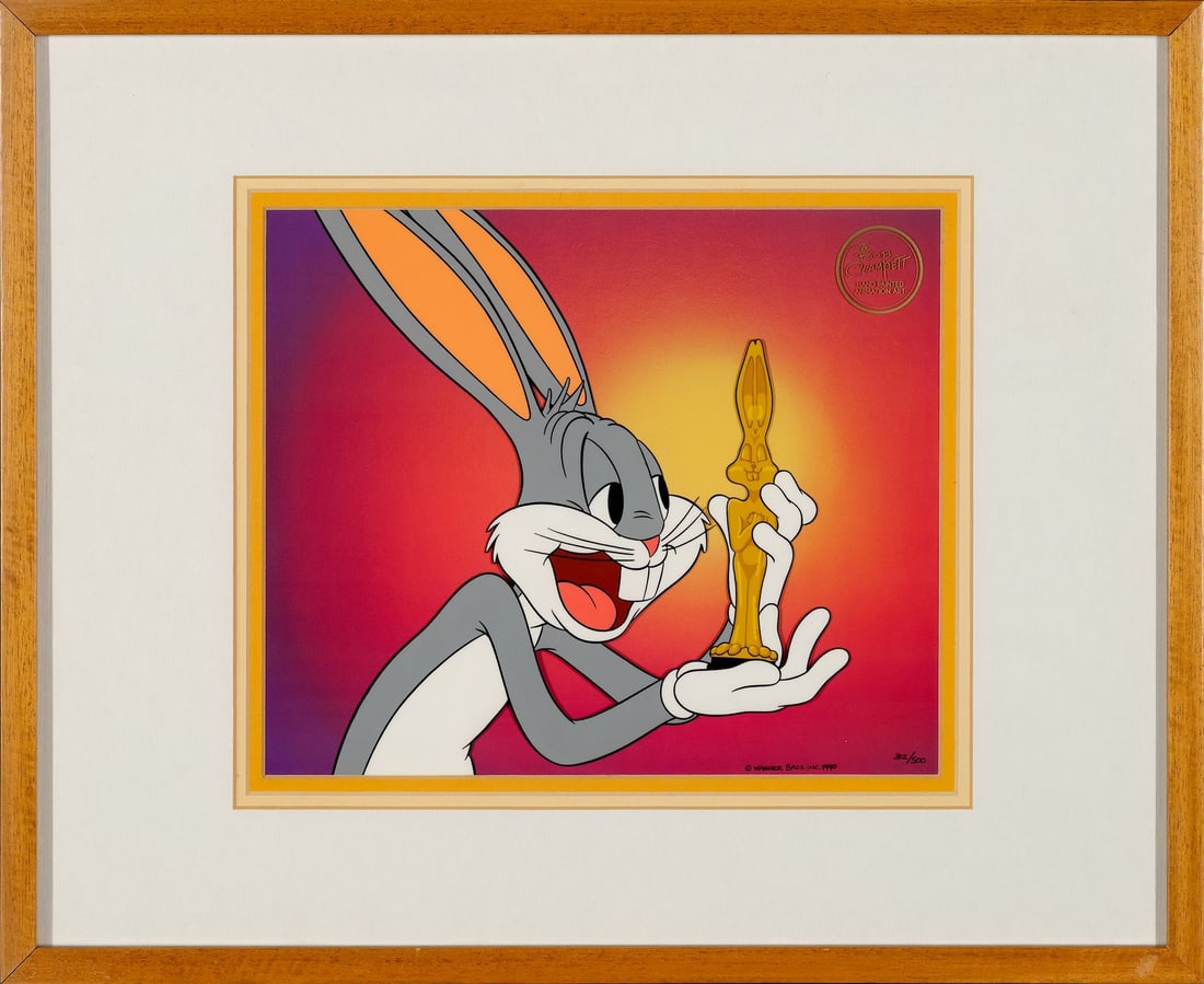 LOONEY TUNES (1929 - PRESENT) - Framed What's Cookin' Doc? Bugs Bunny Hand-Painted Limited Edition: LOONEY TUNES (1929 - PRESENT) - Framed What's Cookin' Doc? Bugs Bunny Hand-Painted Limited Edition 312/500 - A delightful hand-painted limited edition cel from What's Cookin' Doc?, the classic 1944 Lo