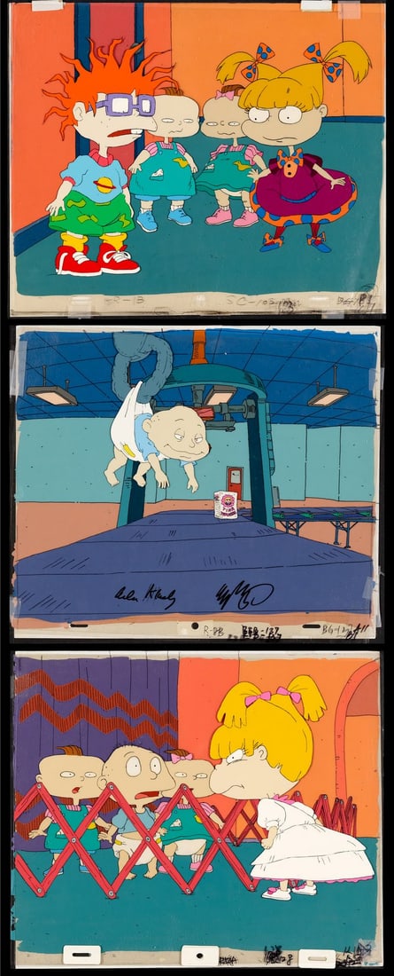 RUGRATS (T.V. SERIES, 1991-2004) - Three Rugrats Original Production Cel on Key Master Background (1 of 2)