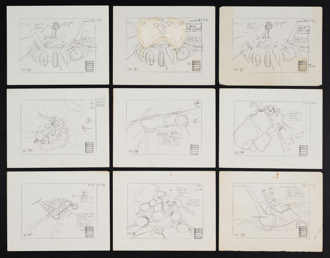SPACE ACE (VIDEO GAME, 1983) - Space Ace Hand Drawn Storyboards Endings (1 of 11)