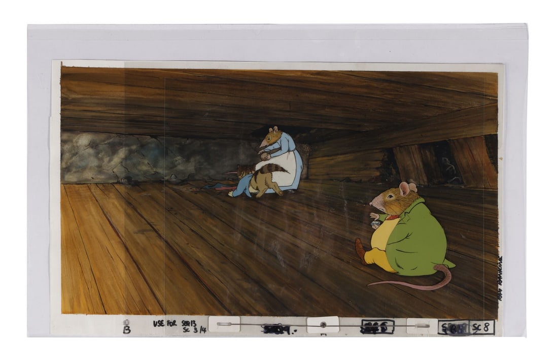 THE WORLD OF PETER RABBIT AND FRIENDS (1992) - Tailor Mouse Original Production Cel on Key Master (1 of 3)