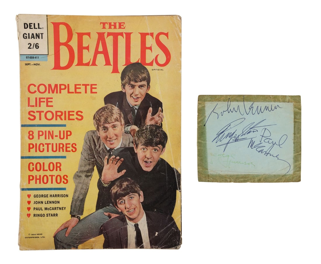 THE BEATLES - John Lennon, Paul McCartney, George Harrison and Ringo Starr-Autographed Page and (1 of 4)