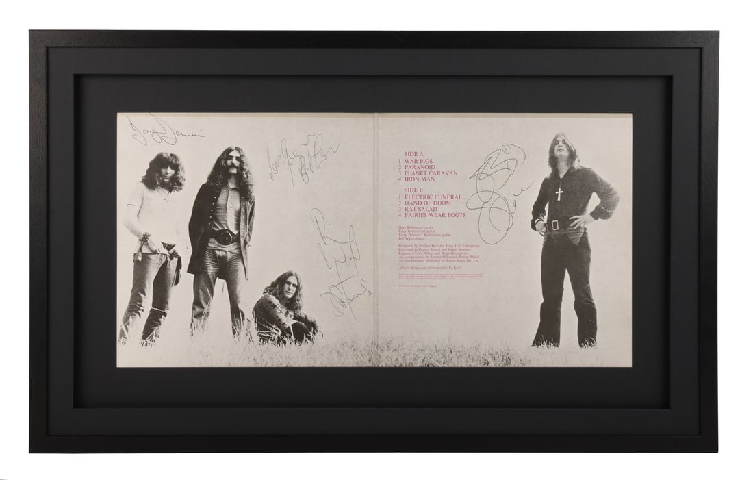 BLACK SABBATH - Ozzy Osbourne, Tony Iommi, Geezer Butler and Bill Ward-Autographed Paranoid Album (1 of 4)